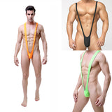 Men's Summer Solid Leopard Sling Swimsuit Beach Sexy Suspender Thong Mankini