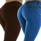 Women's Sexy Casual Solid Color High Waist Elastic Skinny Pencil Cigarette Pants