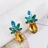 Lovely Shiny Glass Pineapple Fruit Ear Stud Earrings Women Girl Jewelry Gift