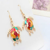 Multi-Color Tortoise Pendant Necklace Turtle Drop Hook Earrings Jewelry Set - ENSEIGNE DENIS