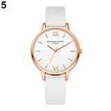 Women Fashion Concise Dial Slim Faux Leather Strap Analog Quartz Wrist Watch