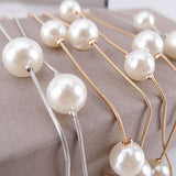 Women Fashion Double Layers Alloy Faux Pearl Decor Sweater Long Chain Necklace