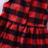 Toddler Dress Baby Girl Plaid Ruffled Sleeveless Outfits Princess Party Clothes