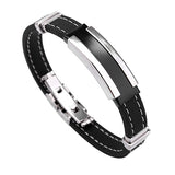 Men's Punk Watch Clasp Stylestainless Steel Rubber Bracelet Fashion Bangle