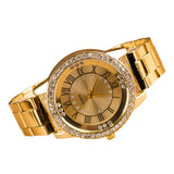 Fashion Women Roman Numerals Rhinestones Round Dial Analog Quartz Wrist Watch - ENSEIGNE DENIS