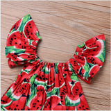 Lovely Watermelon Infant Baby Girls Romper Jumpsuit Headband Outfit Clothes Set