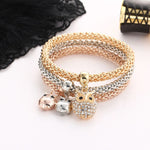 3Pcs/Set Women Fashion Owl Tree Bracelets Rhinestone Pendant Bangle Jewelry Gift - ENSEIGNE DENIS