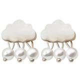 Fashion Women Cloud Raindrop Ear Studs Faux Pearl Earrings Birthday Party Gift