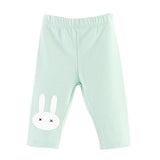 Lovely Rabbit Printed Cotton Middle Rise Half Length Kids Girls Leggings Pants