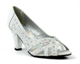 Mannat Peep Toe Mid Heel Sandal Silver