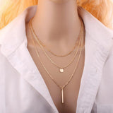 Women Fashion Multi-layer Choker Long Necklace Sequin Strip Pendant Jewelry