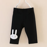Lovely Rabbit Printed Cotton Middle Rise Half Length Kids Girls Leggings Pants