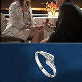 Women's Silver Plated Jewelry Finger Ring Zircon Inlaid Engagement Wedding Ring