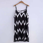 Women's Summer Loose Short Wave Backless Dress Tassel Beach Sexy Sling Dress