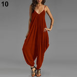 Women Summer Fashion Solid Color Harem Overall Romper Loose Casual Jumpsuit