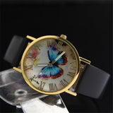 Fashion Women Casual Butterfly Faux Leather Strap Analog Quartz Dress Wrist Watch - ENSEIGNE DENIS
