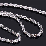 Women's Men's 925 Sterling Silver Twist Chain Necklace Charm Fashion Jewelry