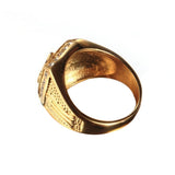 Fashion Men Free-Mason Symbol Rhinestone Charm Ring Luxury Finger Jewelry Gift
