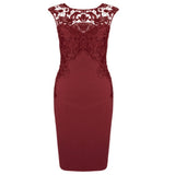 Women Sexy Hollow Lace Embroidery Slim Bodycon Zip Party Mini Dress Clubwear - ENSEIGNE DENIS