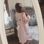 4 Pieces Women Summer Pajamas Top Shorts Robe Eye Mask Sleepwear Clothing Set