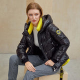 Short women winter coat parkas warm hooded shiny jacket coat Ladies