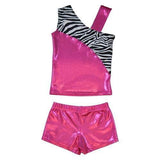 O3CHSET033 - Obersee Cheer Dance Tank and Shorts Set - Pink Zebra