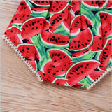 Lovely Watermelon Infant Baby Girls Romper Jumpsuit Headband Outfit Clothes Set