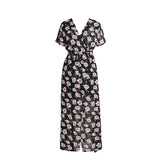 Sexy Summer Flower Printed Loose Short Sleeve Dress Women Casual V Neck
