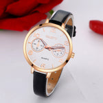 Women Fashion Simple Analog Quartz Slim Faux Leather Wrist Watch Decor Gift