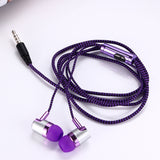 3.5mm In-Ear Headphone Sport Braided Cloth Rope Stereo Wired Earphone with Mic