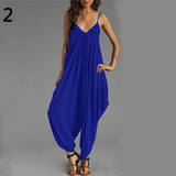 Women's Sexy Spaghetti Strap V-Neck Sleeveless Overall Long Jumpsuit Romper