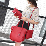 4Pcs Luxury Fashion Women Tassels Wallet Card Holder Handbag Crossbody Bag Set