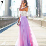 Women Lace Splicing Formal Wedding Bridesmaid Long Evening Party Prom Dress
