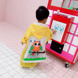 Lovely Cartoon Raincoat Children Kids Waterproof Poncho with Backpack Position