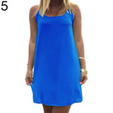 Women's Casual Chiffon Tank Dress Sleeveless Back Bowknot Mini Party Vestido