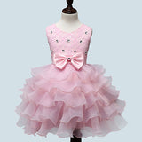 Girls Bowknt 5-Layer Skirt Princess Tutu Wedding Birthday Baptism Cake Dress