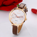 Women Fashion Simple Analog Quartz Slim Faux Leather Wrist Watch Decor Gift