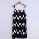 Women's Summer Loose Short Wave Backless Dress Tassel Beach Sexy Sling Dress