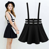 Women's Sexy Pleated Suspender Skirt Brace Hollow Out Bandage Mini Skater Dress