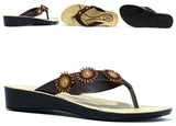 Triple Flower Flip Flop Black/Brown