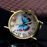 Fashion Women Casual Butterfly Faux Leather Strap Analog Quartz Dress Wrist Watch - ENSEIGNE DENIS
