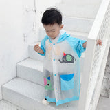 Lovely Cartoon Raincoat Children Kids Waterproof Poncho with Backpack Position