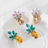 Lovely Shiny Glass Pineapple Fruit Ear Stud Earrings Women Girl Jewelry Gift