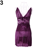 Women Sexy Lace Patchwork Underwear G-string Night Robe Nightdress Sleepwear - ENSEIGNE DENIS