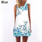 Sexy Girl Women Round Neck Sleeveless Digital Printing A-Line Summer Mini Dress