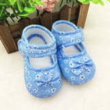 Infant Baby Girls Lovely Floral Printed Bow Soft Sole Toddles Shoes Prewalker