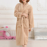 Men Women Loose Long Sleepwear Comfortable Bathrobe Coral Fleece Spa Robe