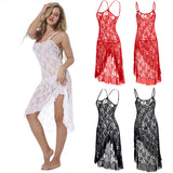 Women's Sexy Backless See Through Rose Lace Dress G-String Underwear Sleepwear - ENSEIGNE DENIS