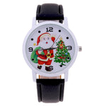 Women's Men's Santa Claus Christmas Faux Leather Analog Quartz Wrist Watch Gift