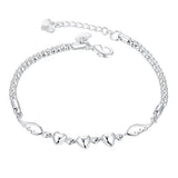 Women's 925 Sterling Silver Charm Love Heart Wings Bracelet Cuff Bangle Jewelry
